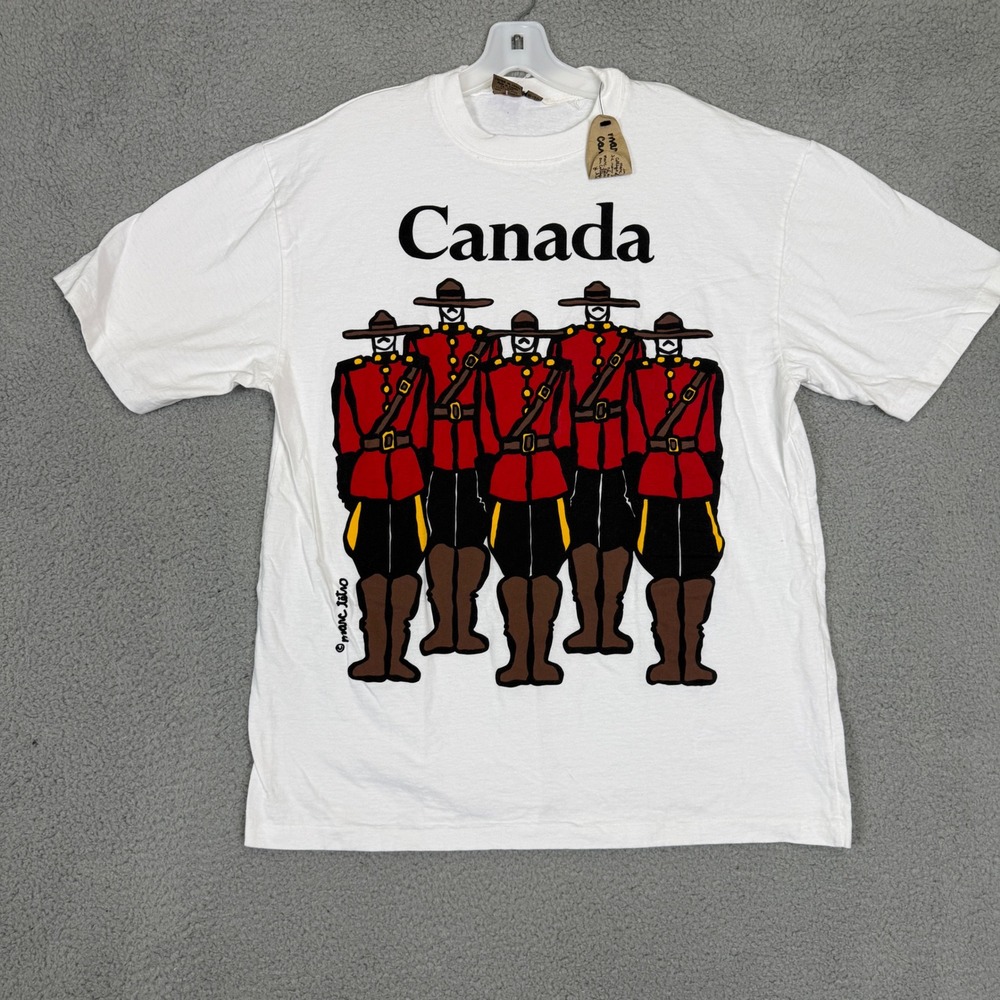 Marc Tetro Canada RCMP Mounties Graphic T-Shirt White L-XL Vintage